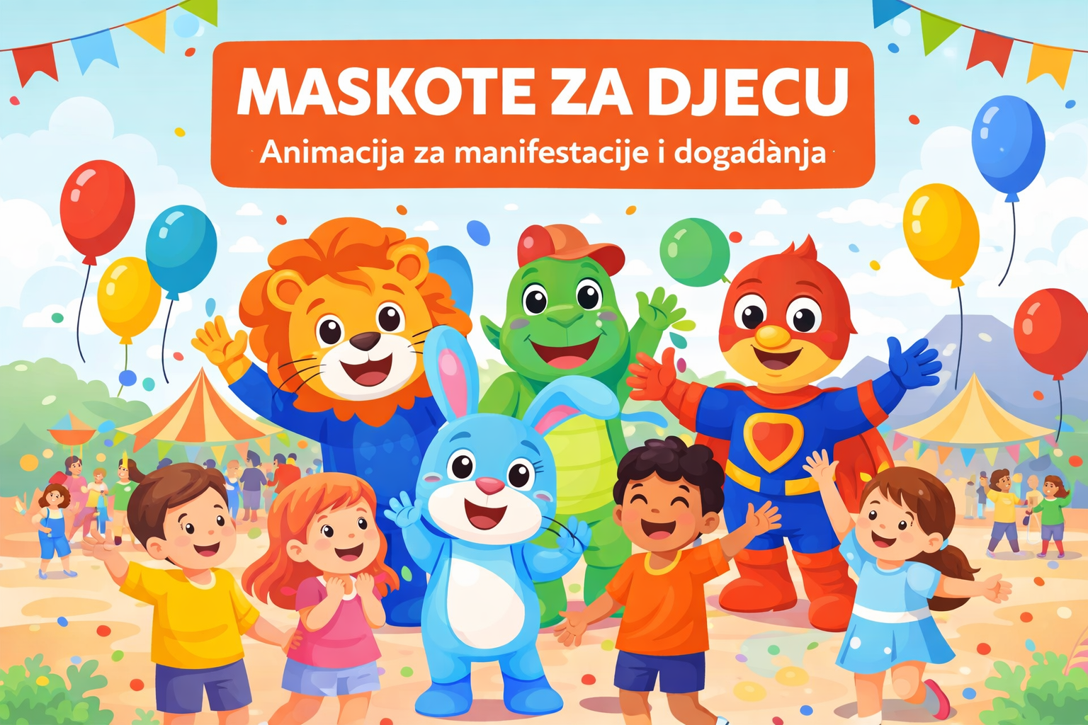 maskote za djecu na manifestaciji i dječjem događanju
